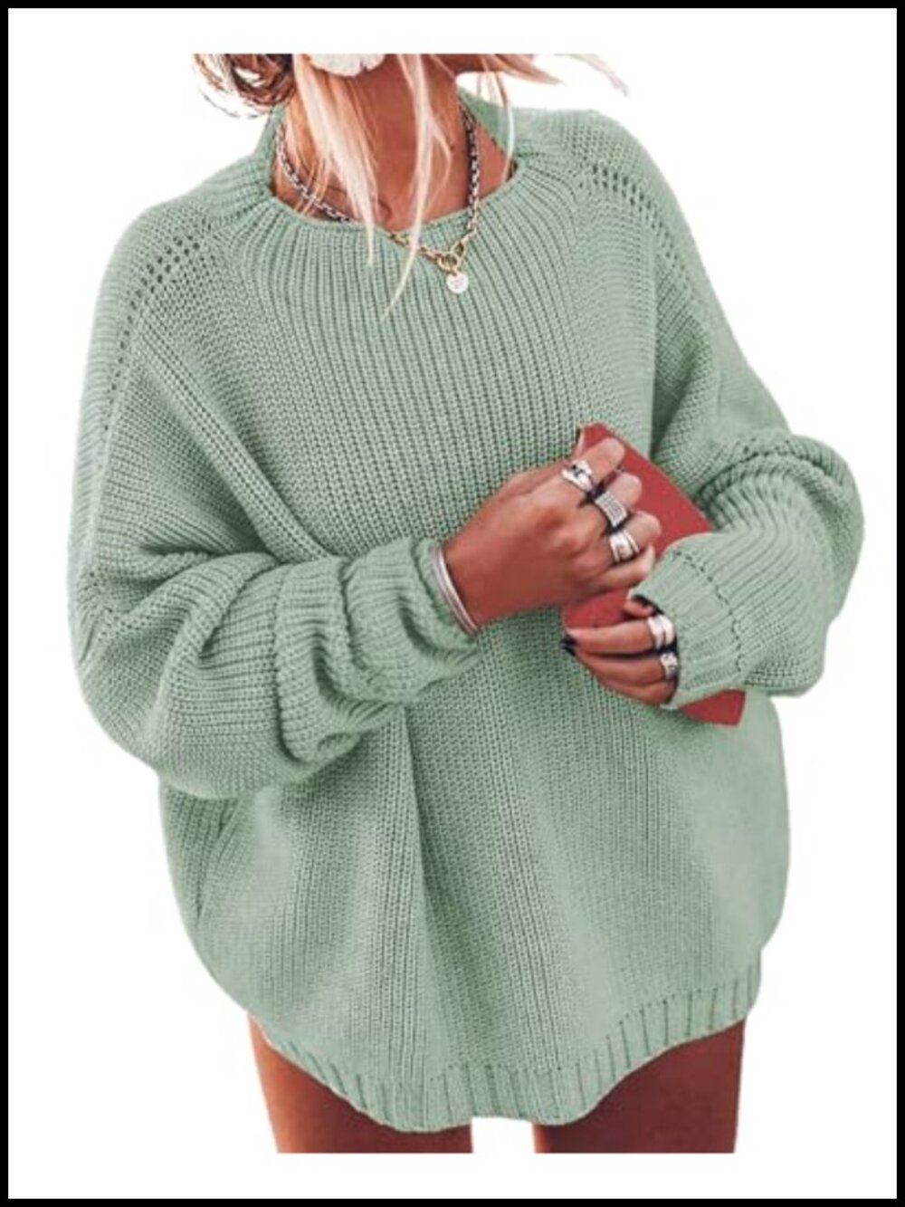 Plus Size Batwing Sleeve Boat Neck Chunky Knit Pullover